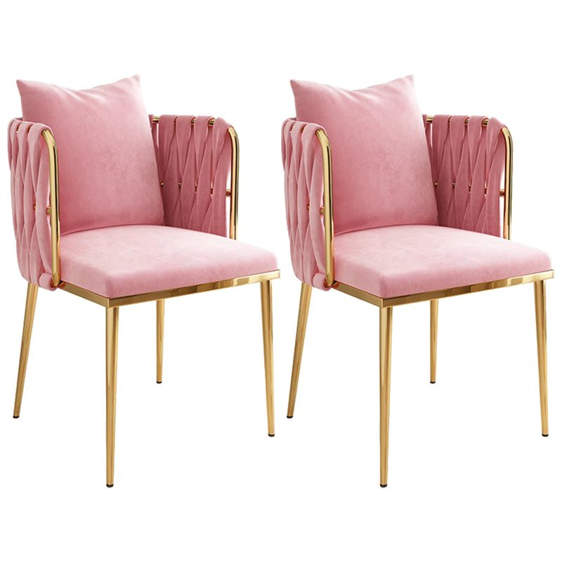 La salle à manger contemporaine en métal préside des chaises de salle à manger sans bras en velours pour un usage domestique
