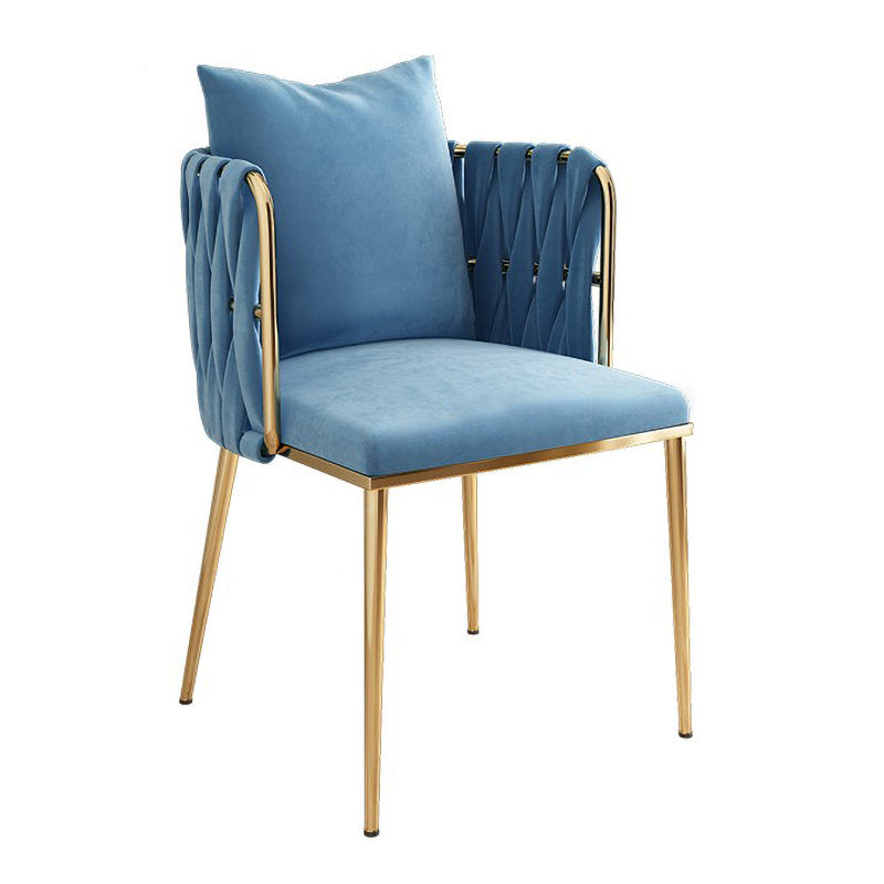La salle à manger contemporaine en métal préside des chaises de salle à manger sans bras en velours pour un usage domestique