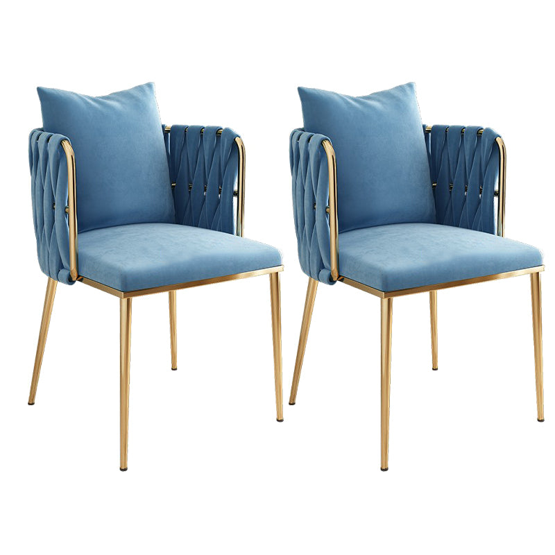 La salle à manger contemporaine en métal préside des chaises de salle à manger sans bras en velours pour un usage domestique