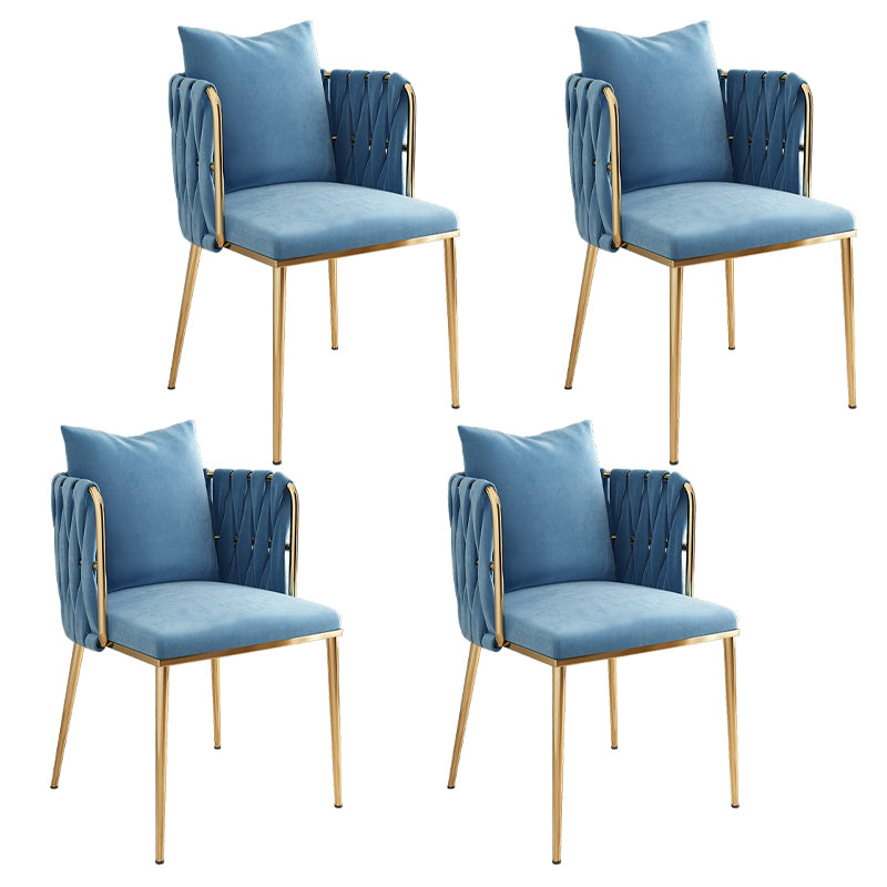 La salle à manger contemporaine en métal préside des chaises de salle à manger sans bras en velours pour un usage domestique