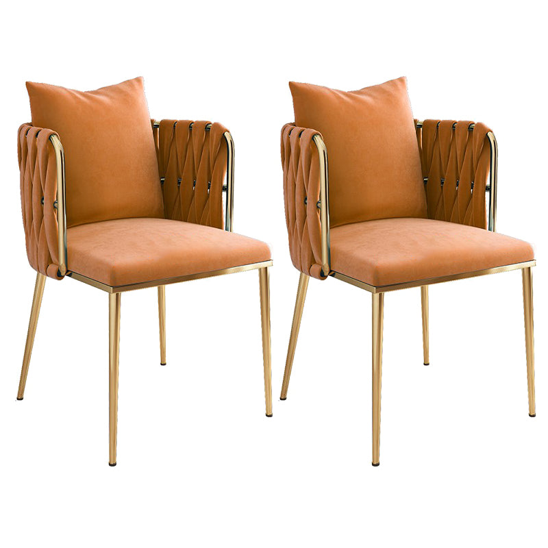 La salle à manger contemporaine en métal préside des chaises de salle à manger sans bras en velours pour un usage domestique