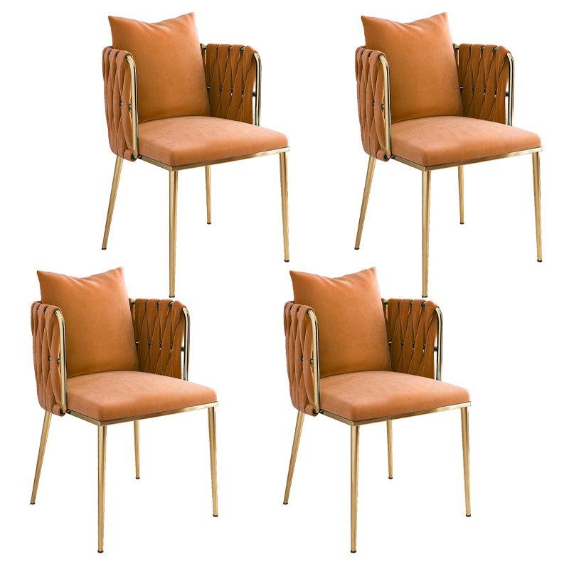 La salle à manger contemporaine en métal préside des chaises de salle à manger sans bras en velours pour un usage domestique