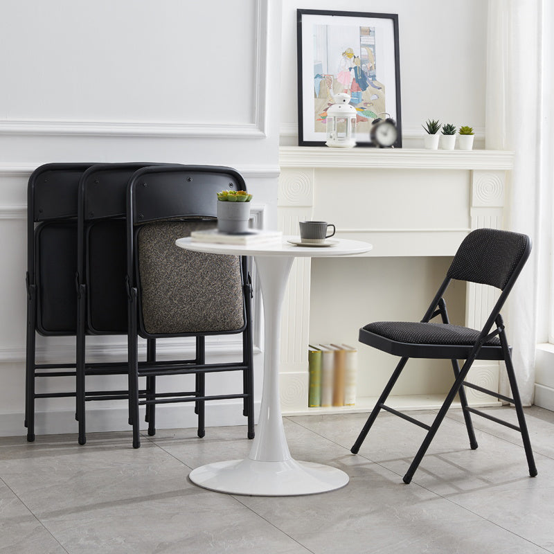 Silla de comedor de metal contemporáneo, silla lateral plegable sin brazos para el hogar, con respaldo abierto