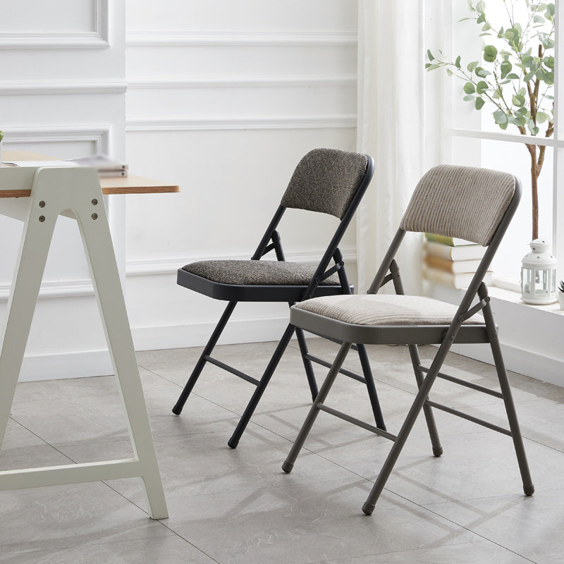 Silla de comedor de metal contemporáneo, silla lateral plegable sin brazos para el hogar, con respaldo abierto