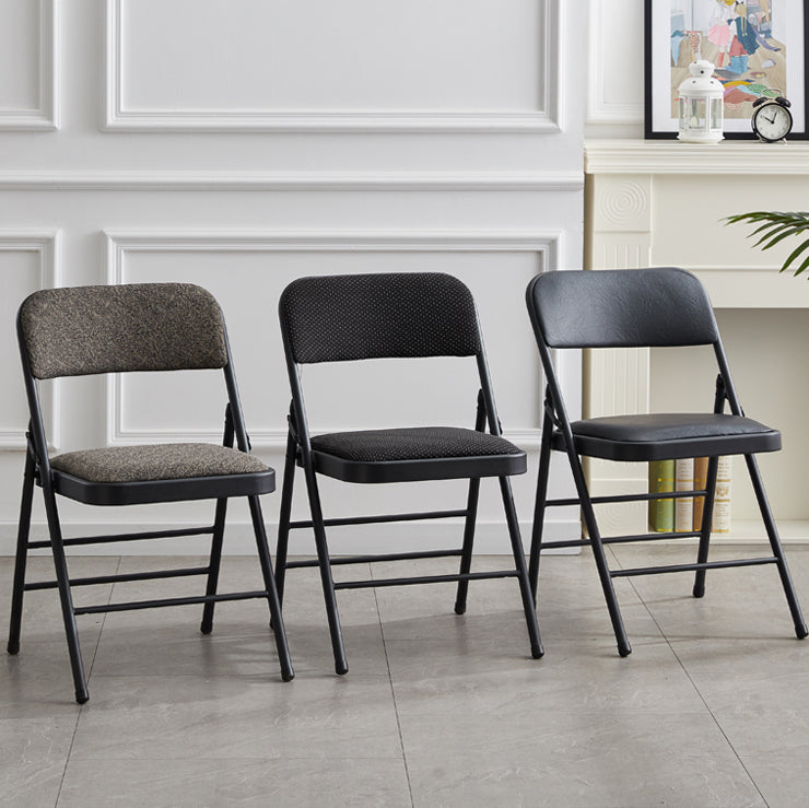Silla de comedor de metal contemporáneo, silla lateral plegable sin brazos para el hogar, con respaldo abierto