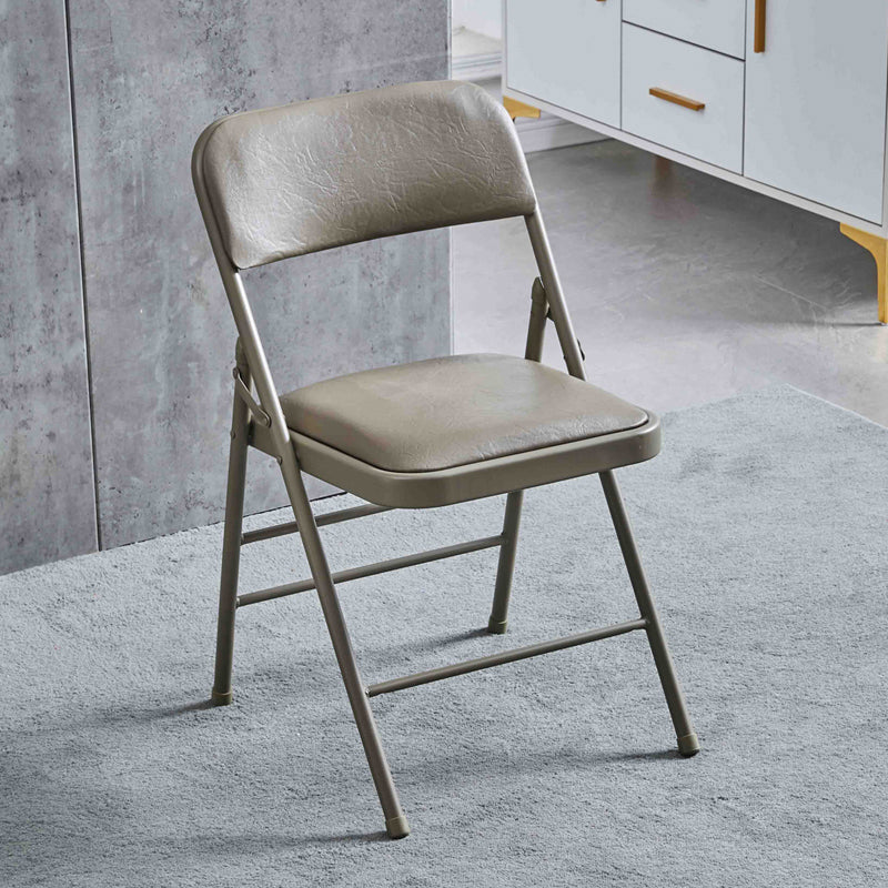 Silla de comedor de metal contemporáneo, silla lateral plegable sin brazos para el hogar, con respaldo abierto
