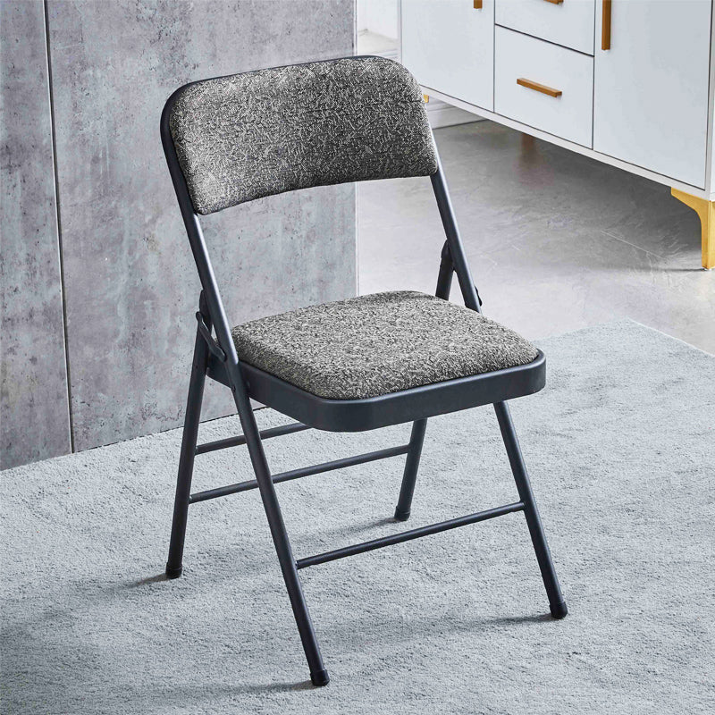 Silla de comedor de metal contemporáneo, silla lateral plegable sin brazos para el hogar, con respaldo abierto