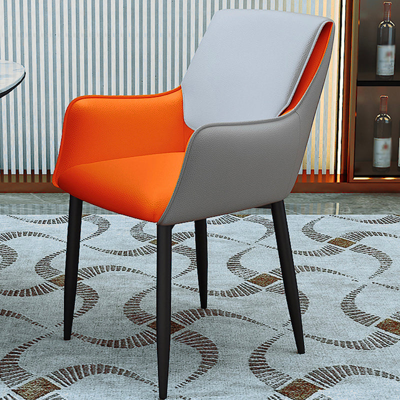 Sillas de comedor de piel sintética contemporáneas, sillón tapizado con patas de metal para restaurante