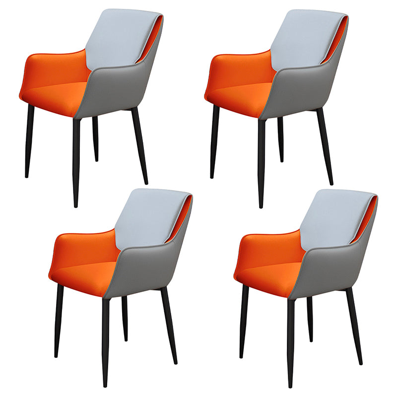 Sillas de comedor de piel sintética contemporáneas, sillón tapizado con patas de metal para restaurante