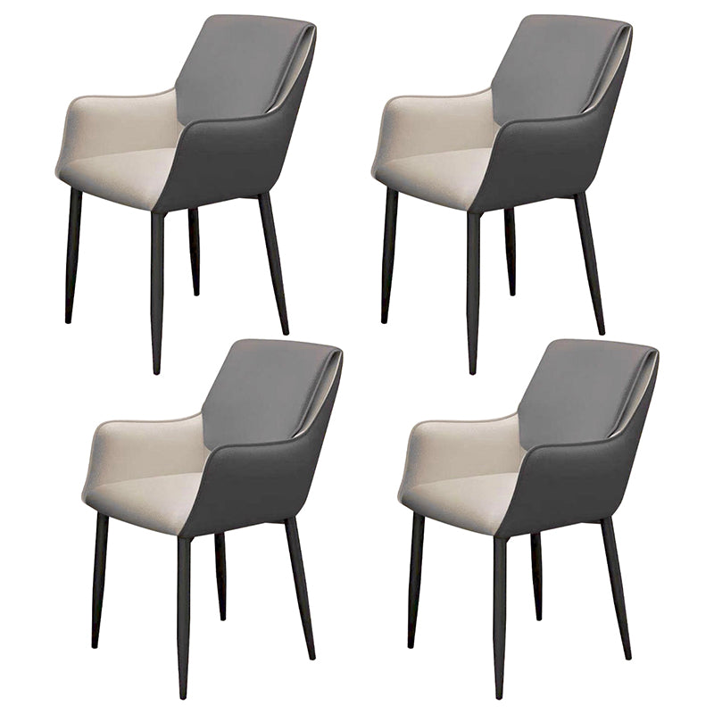 Sillas de comedor de piel sintética contemporáneas, sillón tapizado con patas de metal para restaurante