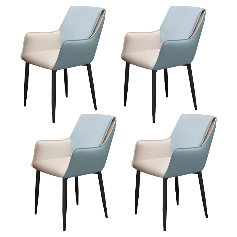 Sillas de comedor de piel sintética contemporáneas, sillón tapizado con patas de metal para restaurante