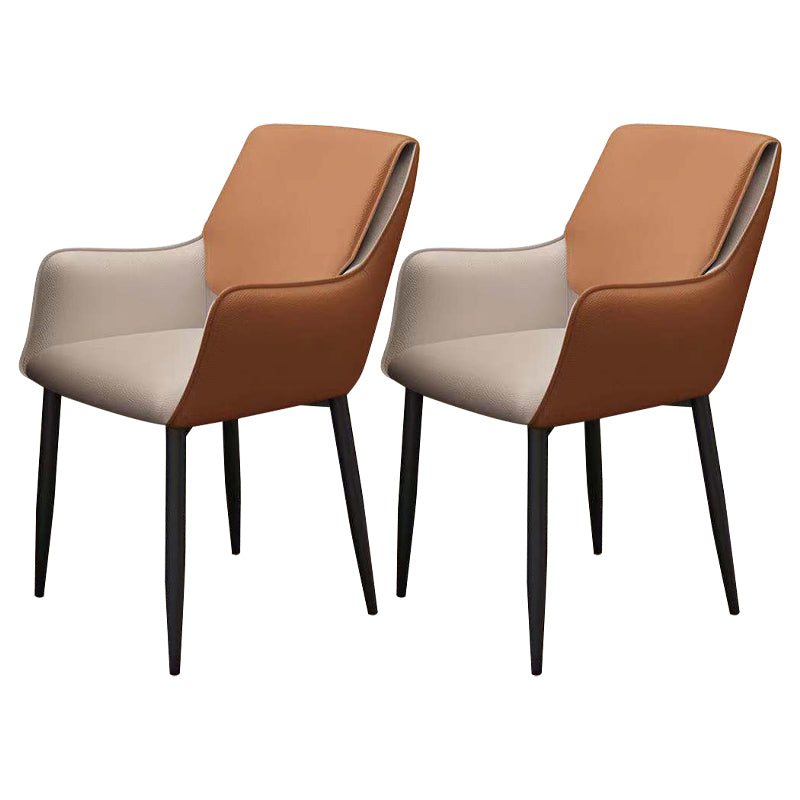 Sillas de comedor de piel sintética contemporáneas, sillón tapizado con patas de metal para restaurante