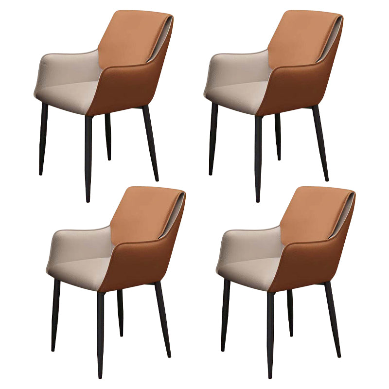 Sillas de comedor de piel sintética contemporáneas, sillón tapizado con patas de metal para restaurante