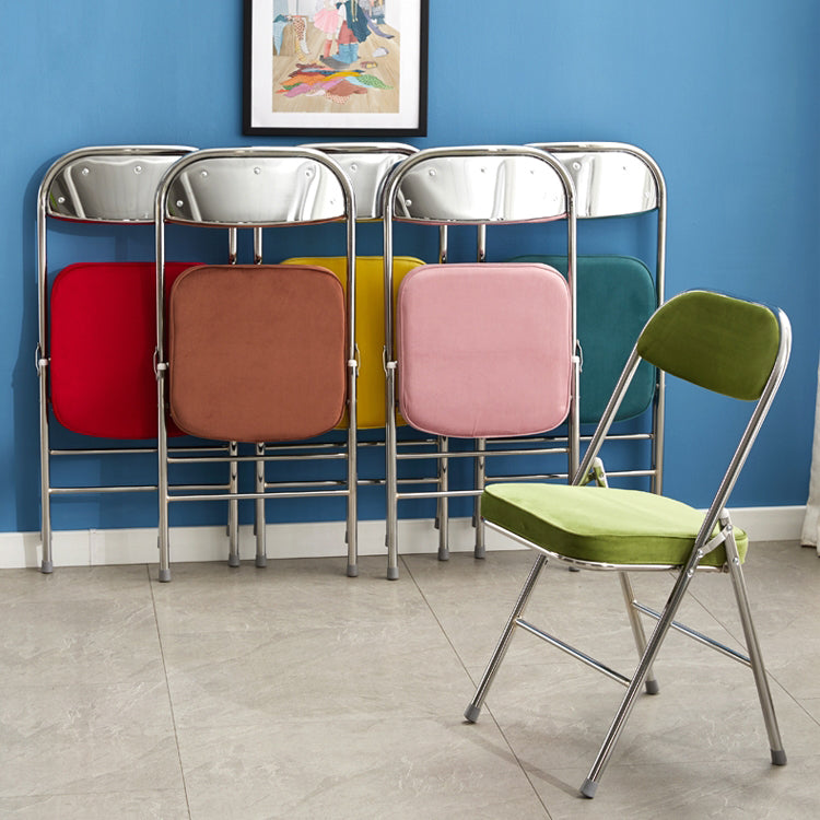Silla lateral de metal moderna para interiores y exteriores, silla lateral de comedor acolchada sin brazos con respaldo abierto
