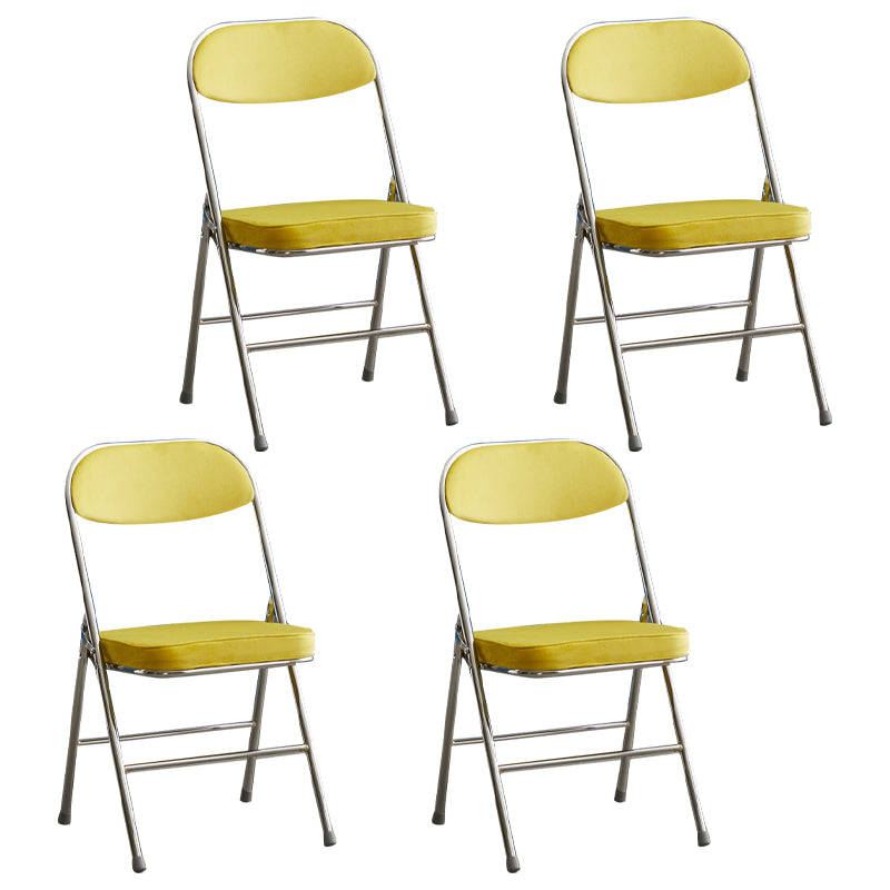 Silla lateral de metal moderna para interiores y exteriores, silla lateral de comedor acolchada sin brazos con respaldo abierto