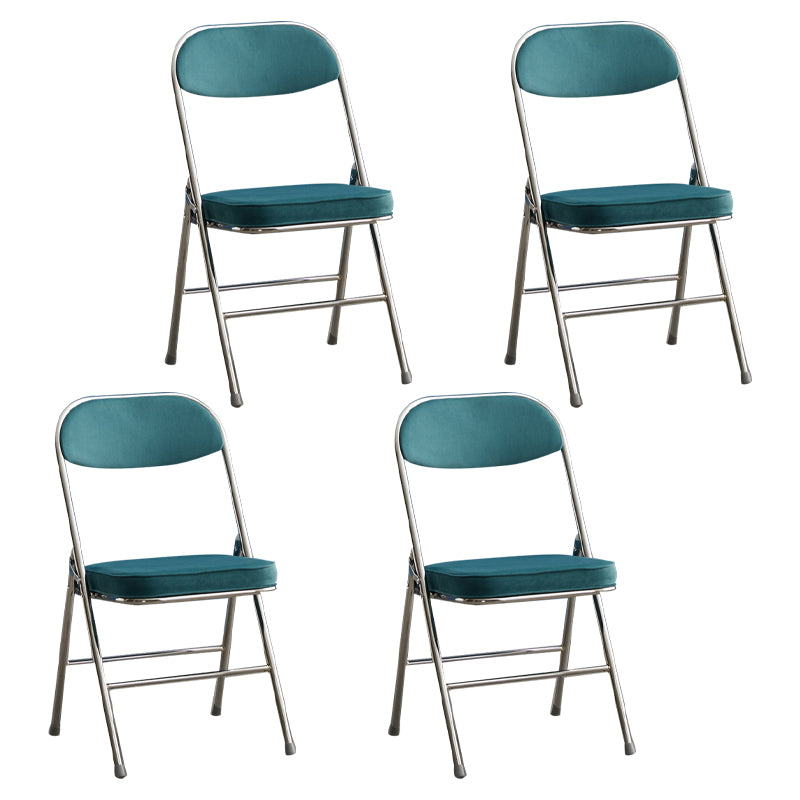 Silla lateral de metal moderna para interiores y exteriores, silla lateral de comedor acolchada sin brazos con respaldo abierto