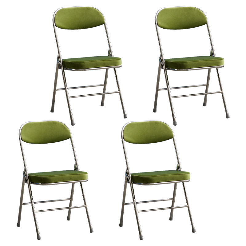 Silla lateral de metal moderna para interiores y exteriores, silla lateral de comedor acolchada sin brazos con respaldo abierto