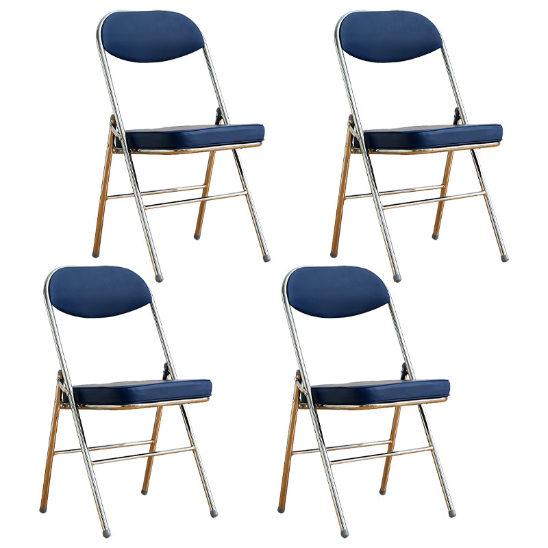 Silla lateral de metal moderna para interiores y exteriores, silla lateral de comedor acolchada sin brazos con respaldo abierto