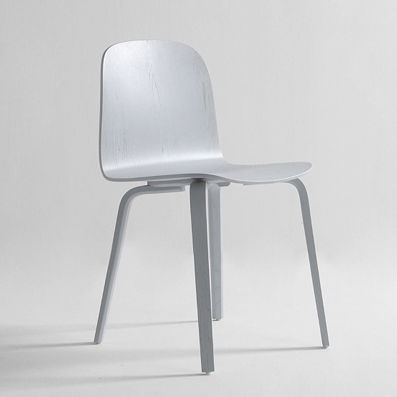 Silla auxiliar de comedor de estilo moderno, silla con respaldo sólido sin brazos y patas de madera para cocina