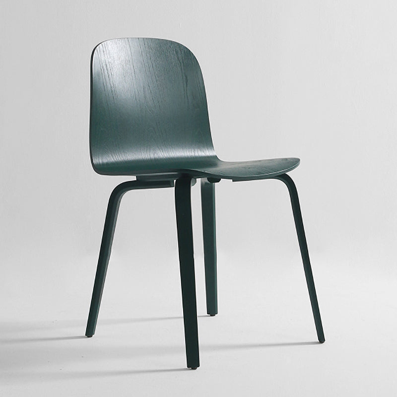 Silla auxiliar de comedor de estilo moderno, silla con respaldo sólido sin brazos y patas de madera para cocina