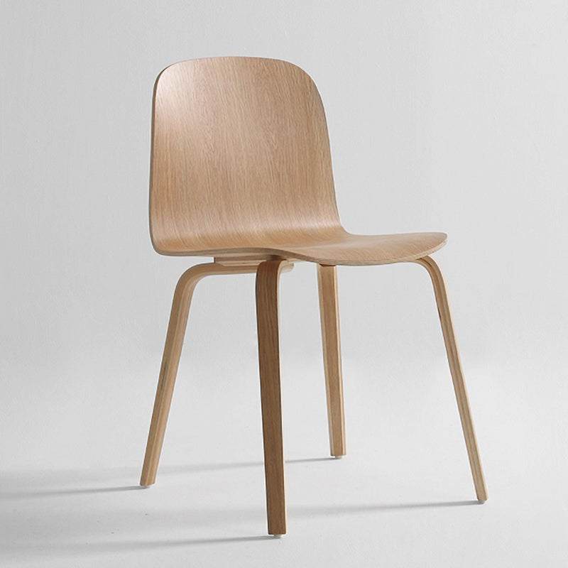 Silla auxiliar de comedor de estilo moderno, silla con respaldo sólido sin brazos y patas de madera para cocina