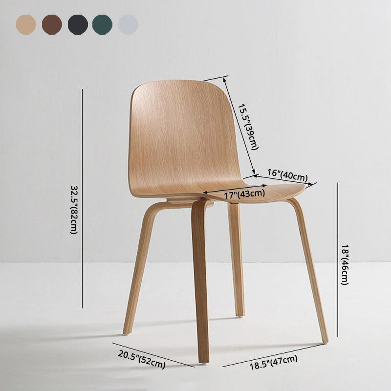 Silla auxiliar de comedor de estilo moderno, silla con respaldo sólido sin brazos y patas de madera para cocina