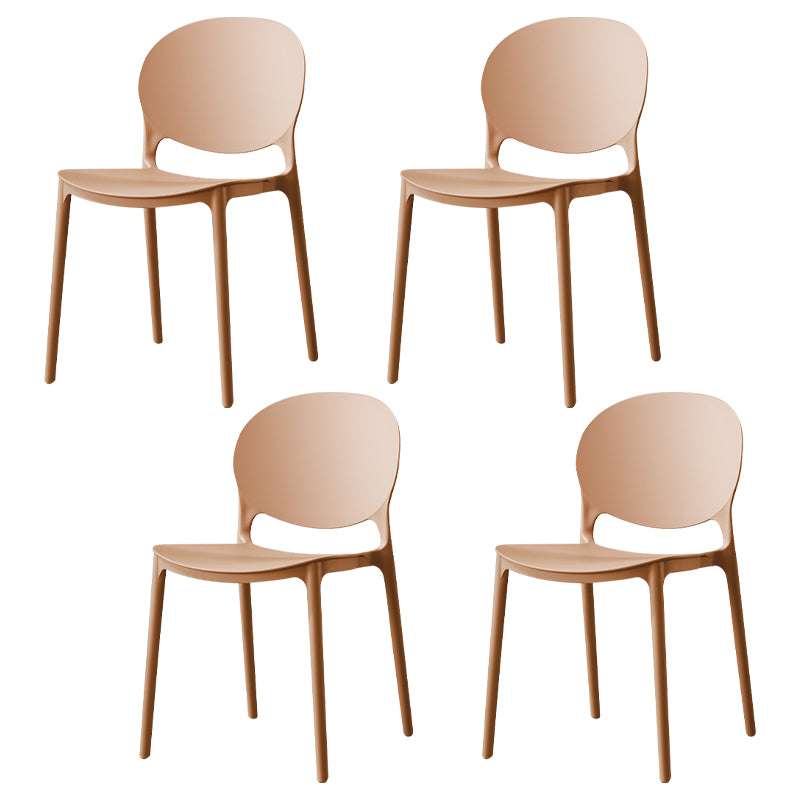Silla de comedor de plástico escandinavo con respaldo abierto y acabado mate
