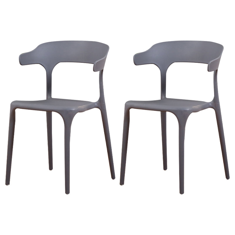 Silla de plástico moderna para interiores y exteriores, silla lateral de comedor apilable con respaldo abierto para el hogar con brazo