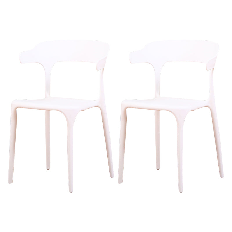 Silla de plástico moderna para interiores y exteriores, silla lateral de comedor apilable con respaldo abierto para el hogar con brazo