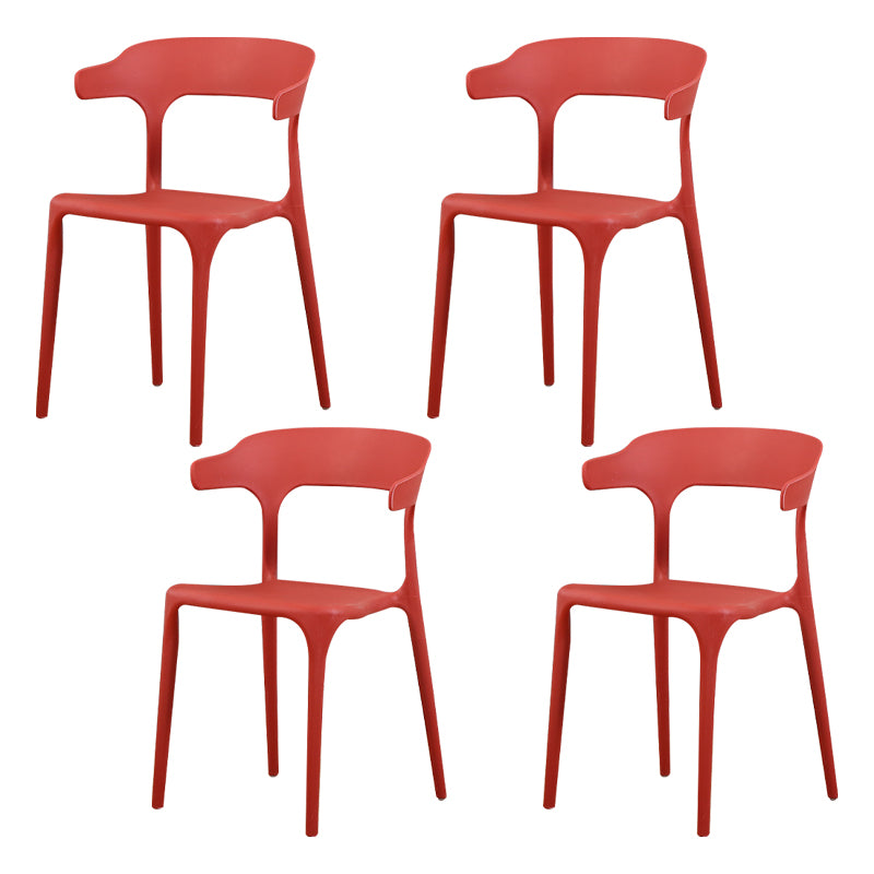 Silla de plástico moderna para interiores y exteriores, silla lateral de comedor apilable con respaldo abierto para el hogar con brazo
