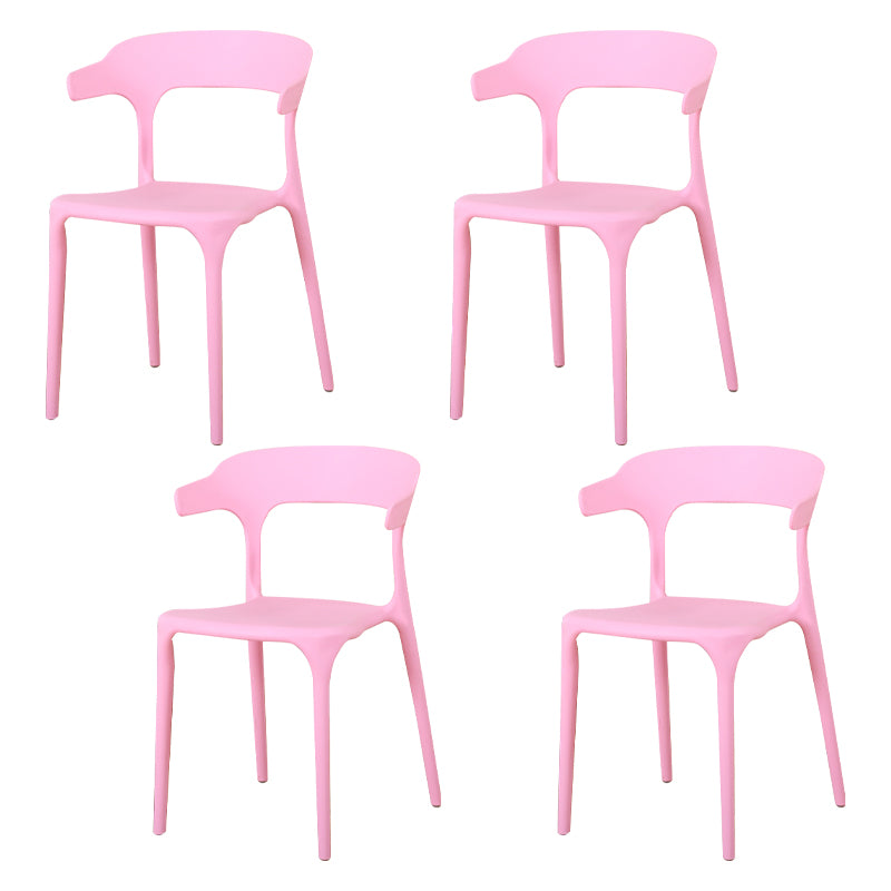Silla de plástico moderna para interiores y exteriores, silla lateral de comedor apilable con respaldo abierto para el hogar con brazo