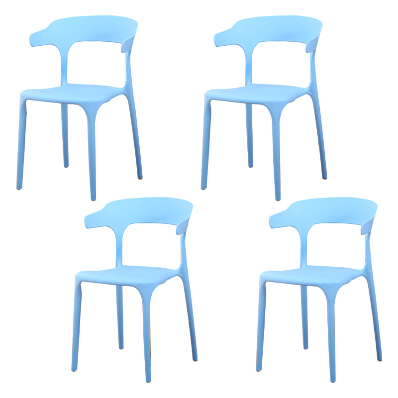 Silla de plástico moderna para interiores y exteriores, silla lateral de comedor apilable con respaldo abierto para el hogar con brazo