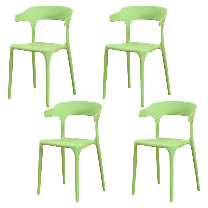 Silla de plástico moderna para interiores y exteriores, silla lateral de comedor apilable con respaldo abierto para el hogar con brazo