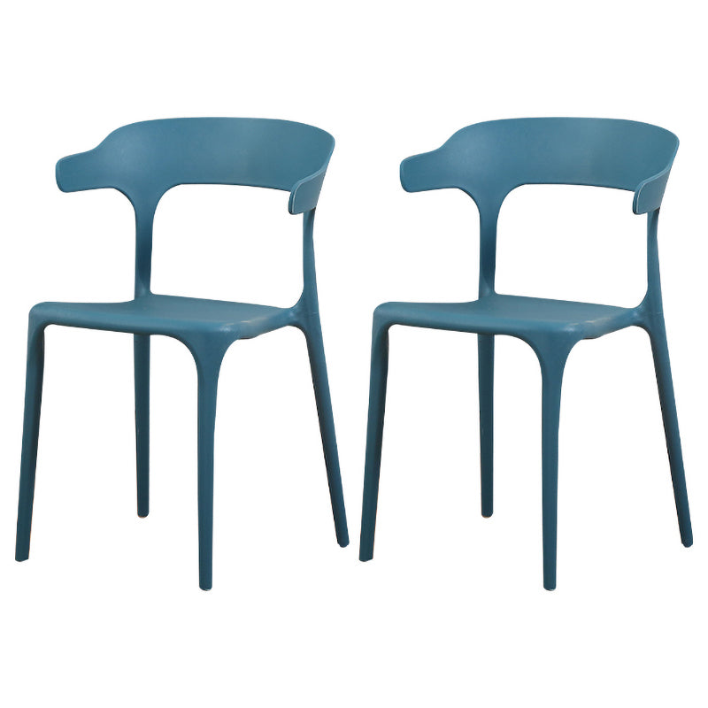 Silla de plástico moderna para interiores y exteriores, silla lateral de comedor apilable con respaldo abierto para el hogar con brazo