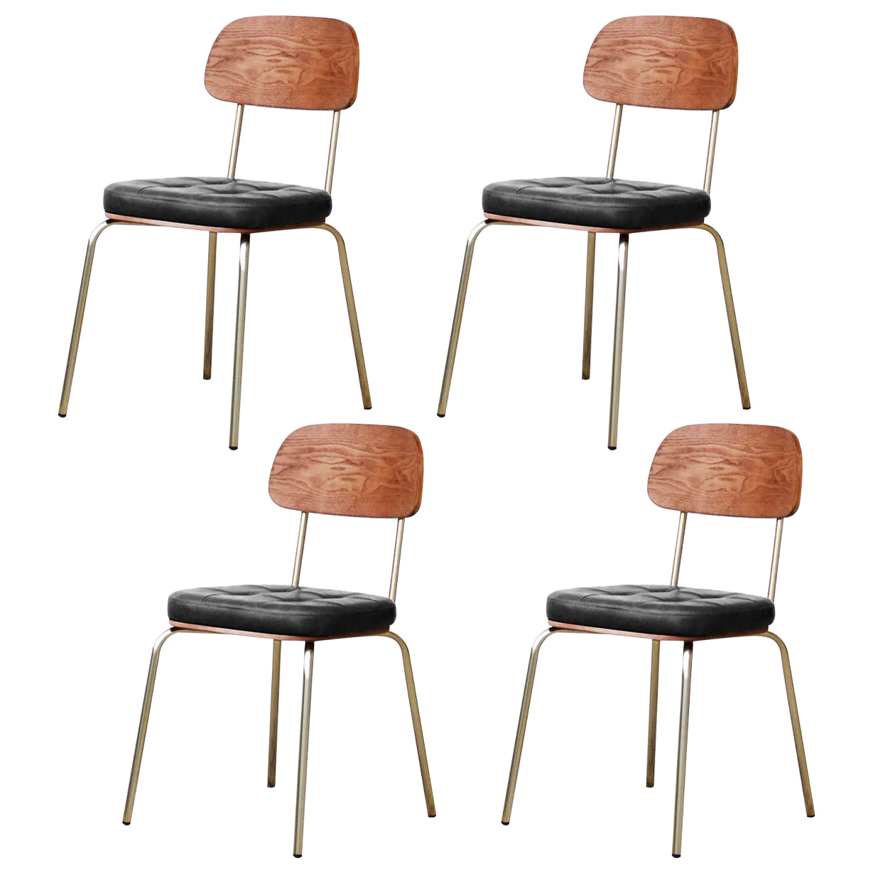 Industriële stijl PU lederen eetkamerstoelen Open rug Dineerarm zijstoelen voor thuis
