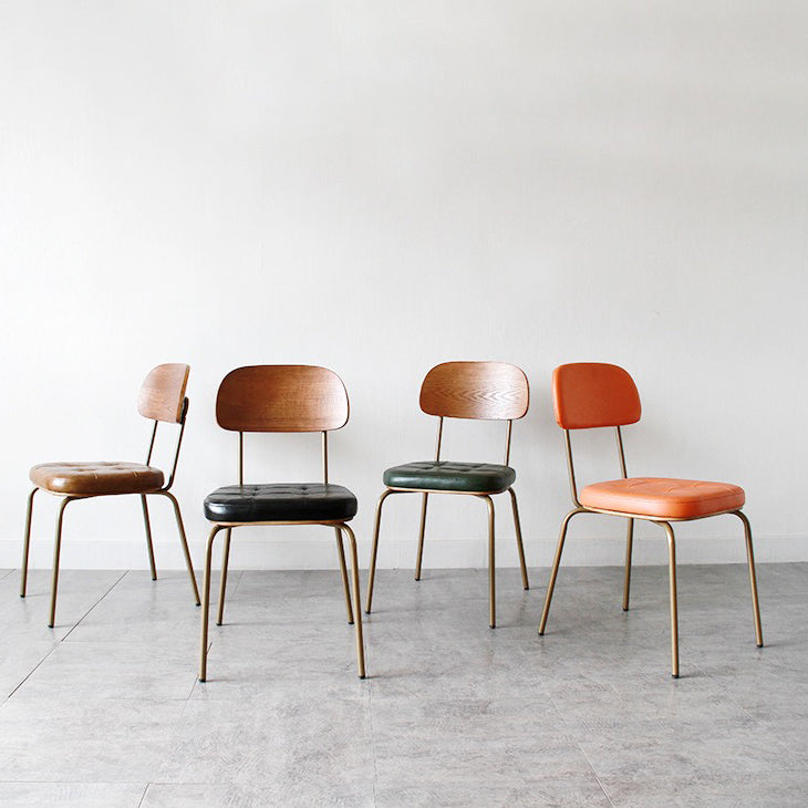 Industriële stijl PU lederen eetkamerstoelen Open rug Dineerarm zijstoelen voor thuis
