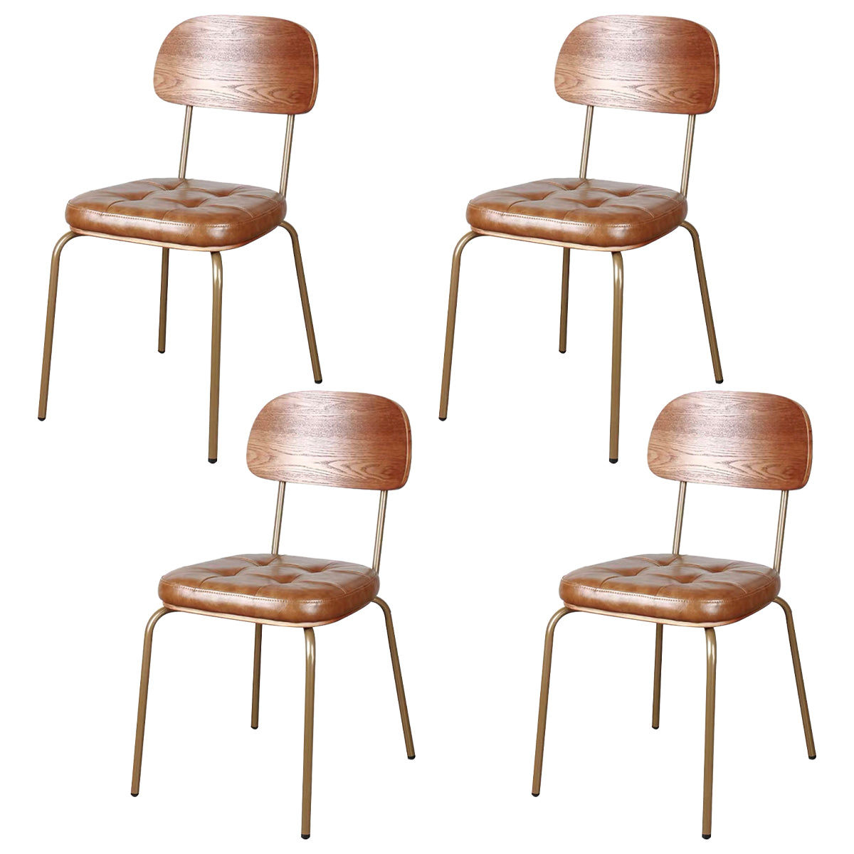 Industriële stijl PU lederen eetkamerstoelen Open rug Dineerarm zijstoelen voor thuis
