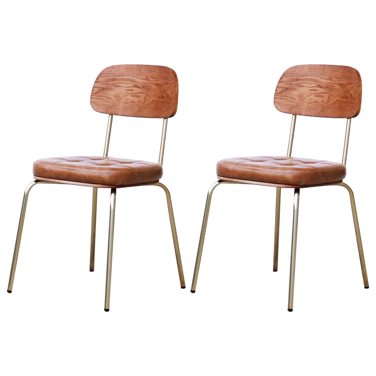 Industriële stijl PU lederen eetkamerstoelen Open rug Dineerarm zijstoelen voor thuis