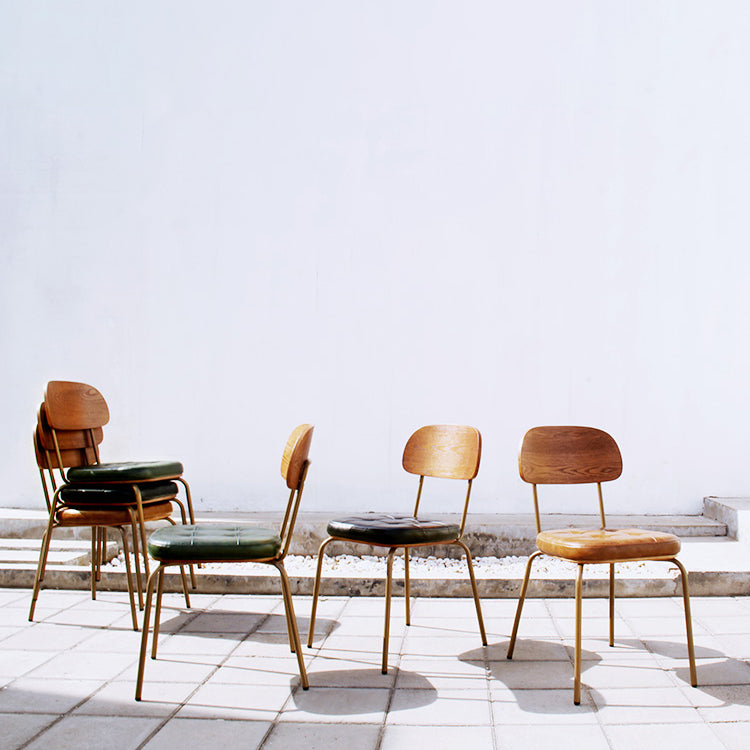 Industriële stijl PU lederen eetkamerstoelen Open rug Dineerarm zijstoelen voor thuis