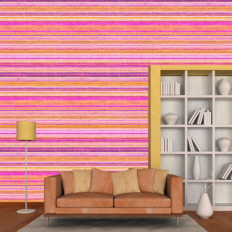 Striped Geometric Illustration Mural Moisture Resistant Wall Decor for House Interior