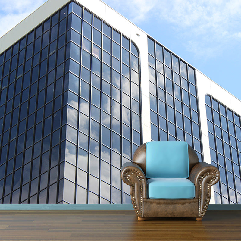 Urbanized Building Mural Wallpaper for Meeting Room, Moisture Resistant