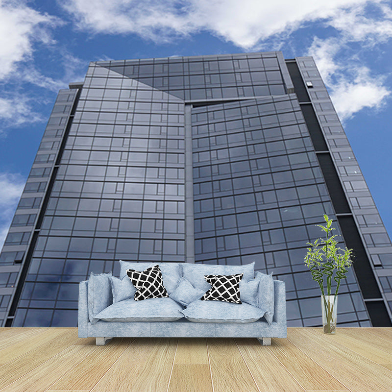 Urbanized Building Mural Wallpaper for Meeting Room, Moisture Resistant
