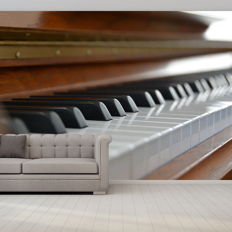 Piano Customized Wall Mural Mildew Resistant Wallpaper for Sitting Room