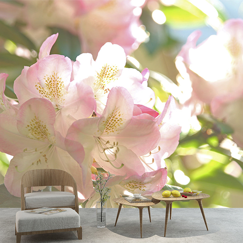 Bright Rhododendron Mural Stain Resistant Wall Art for Living Room Sitting Room