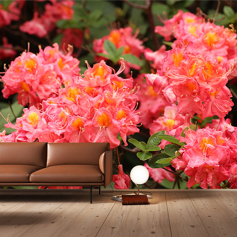 Blooming Rhododendron Mural Personalized Size Wall Covering for Sleeping Room