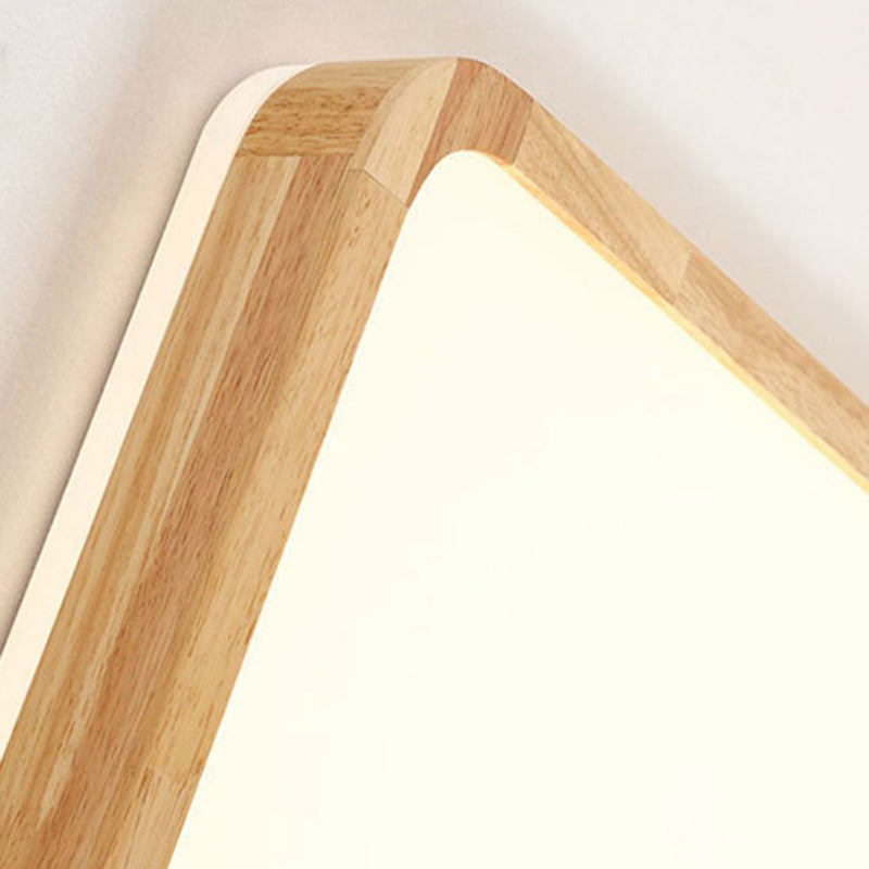 Modern Geometry Shape Ceiling Lamp Wood 2 Lights Flush Mount for Bedroom Living Room