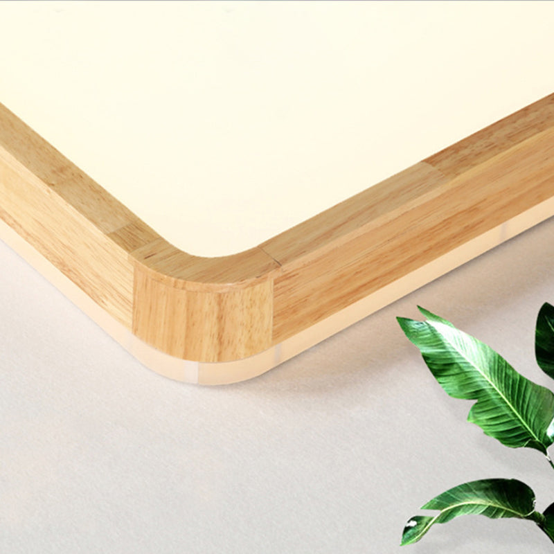 Modern Geometry Shape Ceiling Lamp Wood 2 Lights Flush Mount for Bedroom Living Room