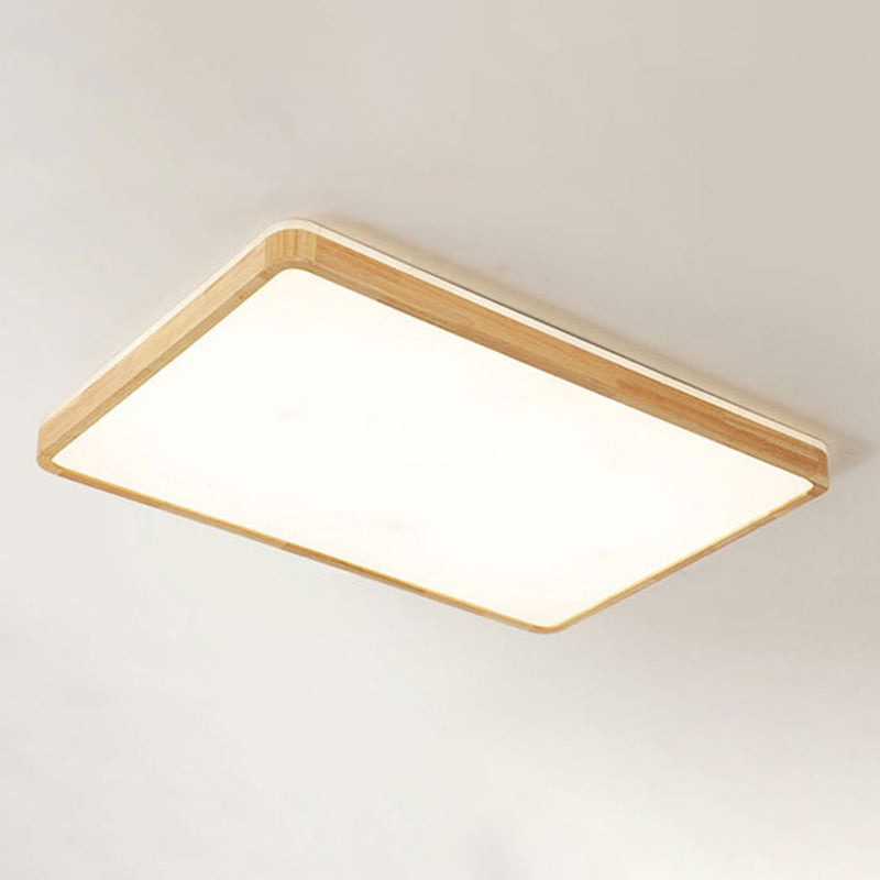 Modern Geometry Shape Ceiling Lamp Wood 2 Lights Flush Mount for Bedroom Living Room