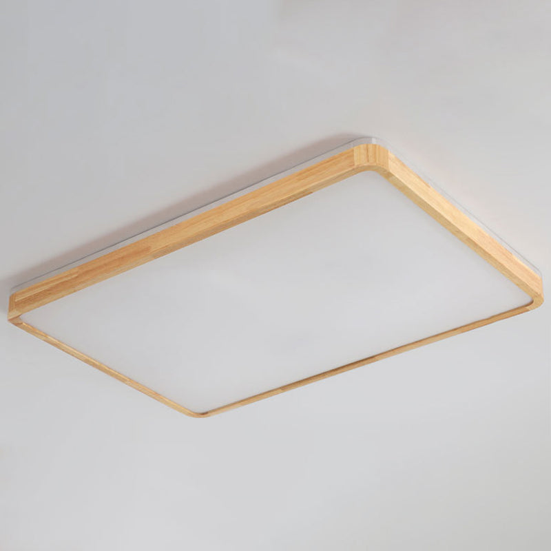 Modern Geometry Shape Ceiling Lamp Wood 2 Lights Flush Mount for Bedroom Living Room