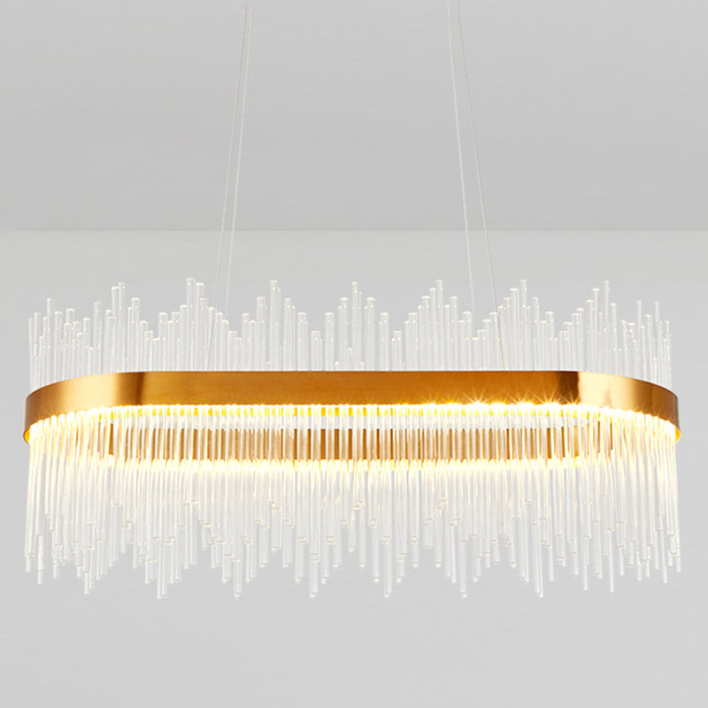 Contemporary Geometric Island Lighting Crystal Rod 1 Light Chandelier Lighting Fixtures
